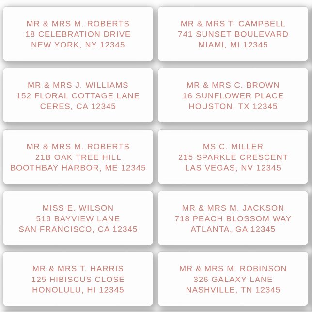 10 Party mit individueller Gastadresse Hochzeit Aufkleber (Vorderseite)