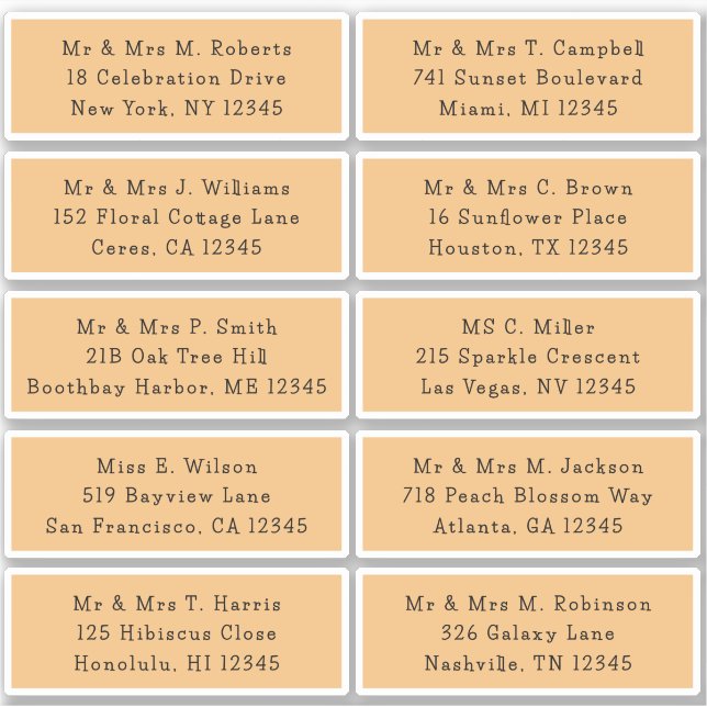 10 Party mit individueller Gastadresse Hochzeit Aufkleber (Vorderseite)