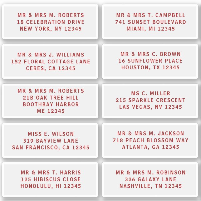 10 Party mit individueller Gastadresse Hochzeit Aufkleber (Vorderseite)