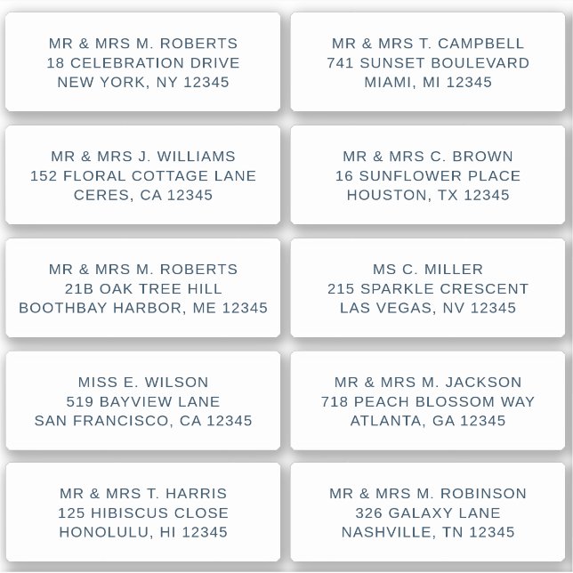 10 Party mit individueller Gastadresse Hochzeit Aufkleber (Vorderseite)