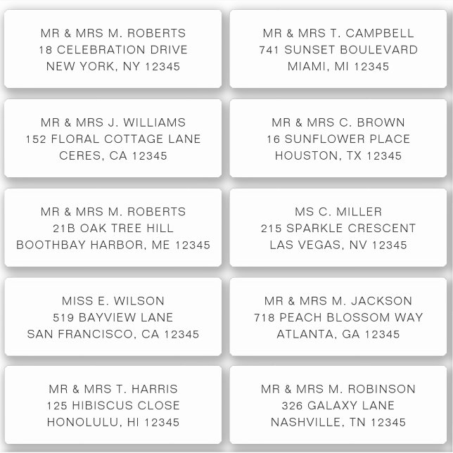 10 Party mit individueller Gastadresse Hochzeit Aufkleber (Vorderseite)