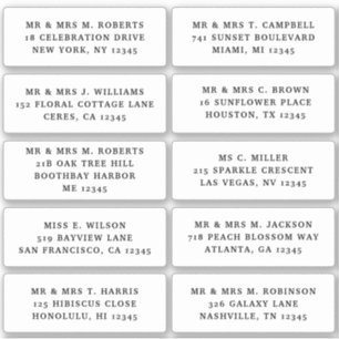 10 Party mit individueller Gastadresse Hochzeit Aufkleber