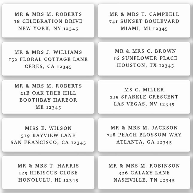 10 Party mit individueller Gastadresse Hochzeit Aufkleber (Vorderseite)