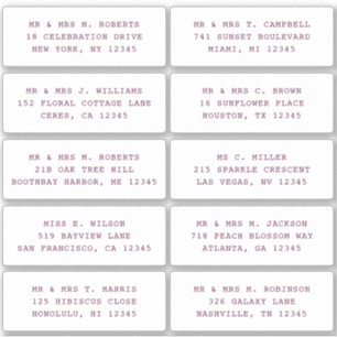 10 Party mit individueller Gastadresse Hochzeit Aufkleber