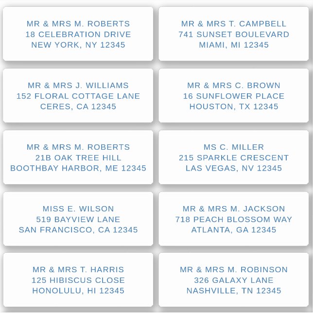 10 Party mit individueller Gastadresse Hochzeit Aufkleber (Vorderseite)