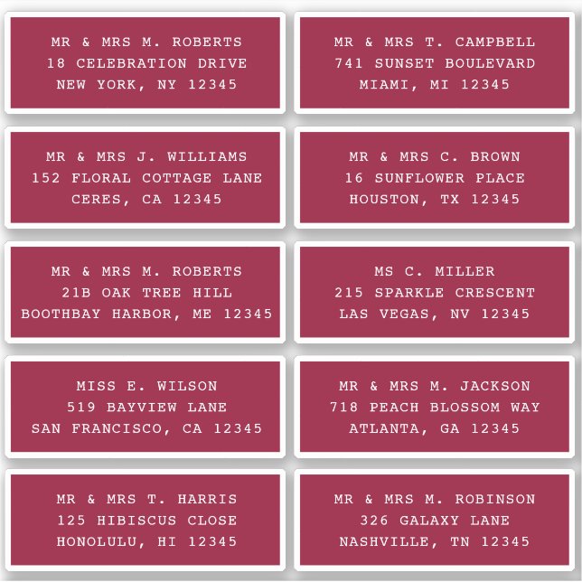 10 Party mit individueller Gastadresse Hochzeit Aufkleber (Vorderseite)