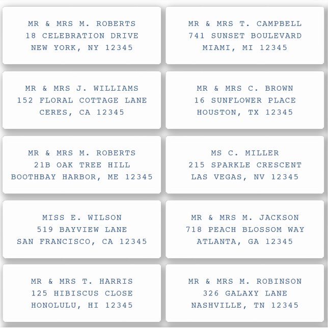 10 Party mit individueller Gastadresse Hochzeit Aufkleber (Vorderseite)