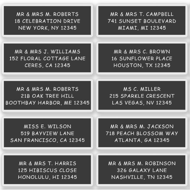 10 Party mit individueller Gastadresse Hochzeit Aufkleber (Vorderseite)