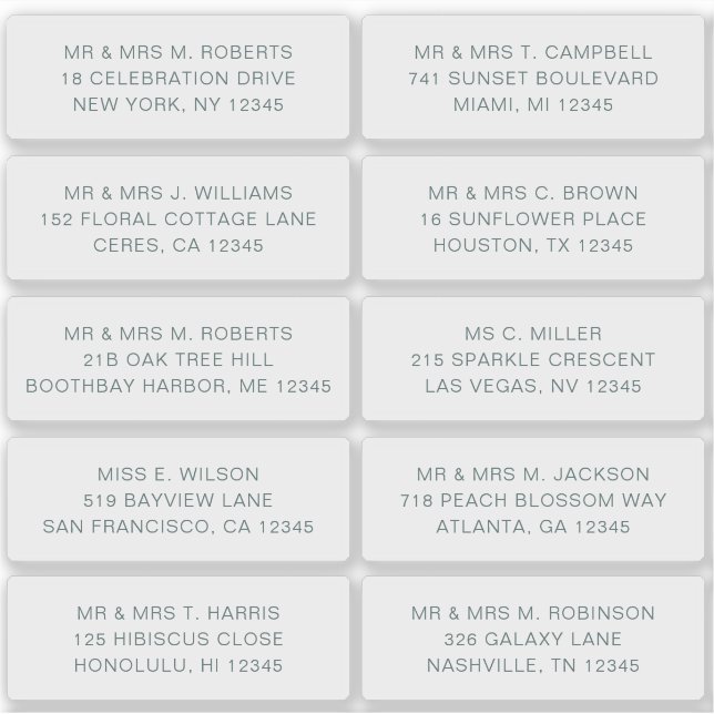 10 Party mit individueller Gastadresse Hochzeit Aufkleber (Vorderseite)