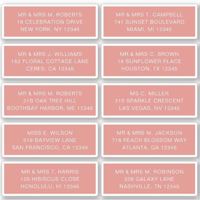 10 Party mit individueller Gastadresse Hochzeit Aufkleber (Vorderseite)