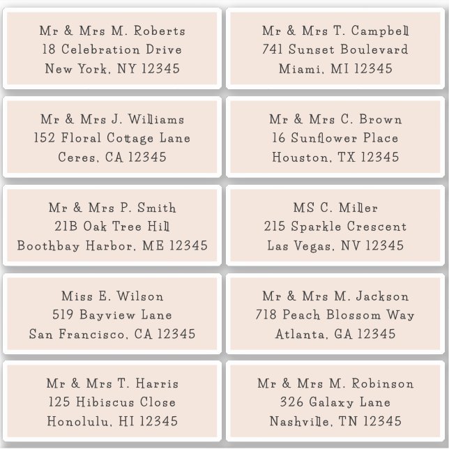 10 Party mit individueller Gastadresse Hochzeit Aufkleber (Vorderseite)