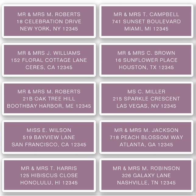 10 Party mit individueller Gastadresse Hochzeit Aufkleber (Vorderseite)