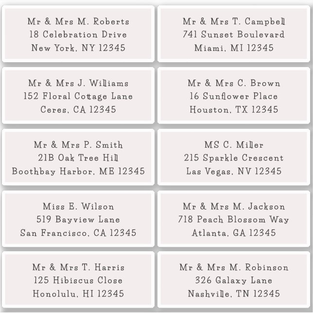 10 Party mit individueller Gastadresse Hochzeit Aufkleber (Vorderseite)