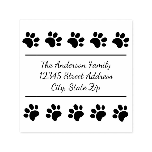 10 Paw Prints - Selbstfarbige Briefmarke auf Platz Permastempel (Design)