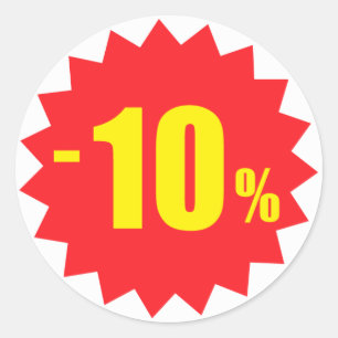 10-Prozent-Verkaufsrabattaufkleber, -WEISS und Runder Aufkleber