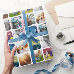 10 Quadrat Foto Gittervorlage gerundeter weißer Ra Geschenkpapier