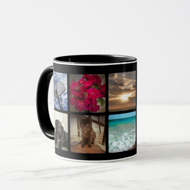 10 Quadrat Schwarze FotoCollage Tasse (Vorderseite Links)