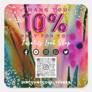 10% Rabatt auf QR CODE-Logos bei Blumengolden Quadratischer Aufkleber