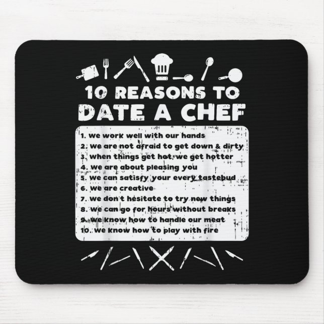 10 Reasons To Date A Chef Funny Dating Cook Men Wo Mousepad (Vorne)