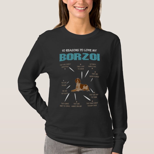 10 Reasons To Love Borzoi Dog  Pet T-Shirt (Vorderseite)