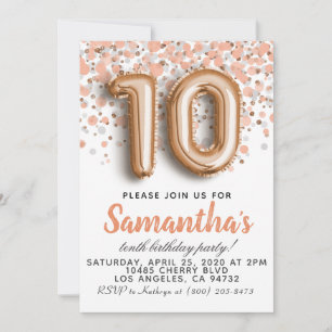 10. Rose Gold Geburtstag Einladung