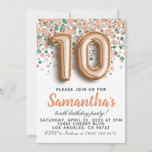 10. Rose Gold Geburtstag Einladung