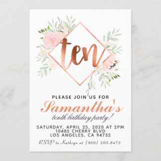10. Rose Gold Geburtstag Einladung