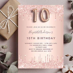 10. Rose Gold Tropfen Rosa Glam Einladung