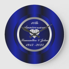10. Royal Blue Silver Wedding Anniversary Large C Große Wanduhr