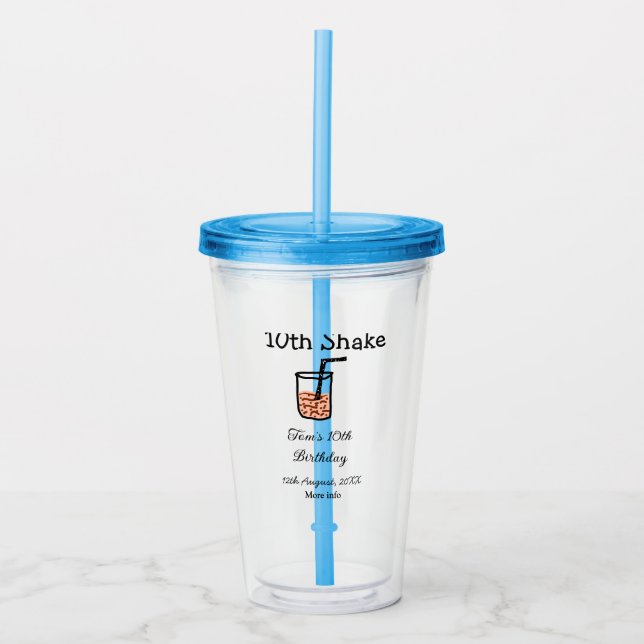 10. Shake 10. Geburtstag Milchshake-Schreiber Acryltrinkbecher (Vorderseite)