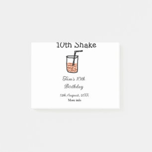 10. Shake 10. Geburtstags-Milchshake-Skizze Post-it Klebezettel