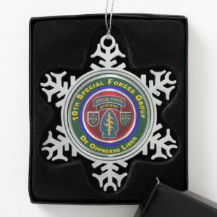 10. Special Forces Group Keepake Weihnachtsmetall Schneeflocken Zinn-Ornament