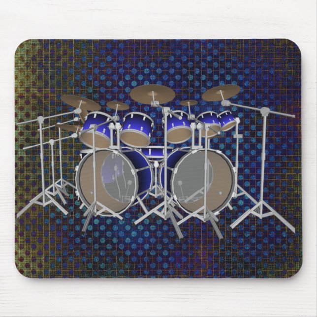 10 Stück Drum Kit: Blue Gradient: Drums Mousepad (Vorne)