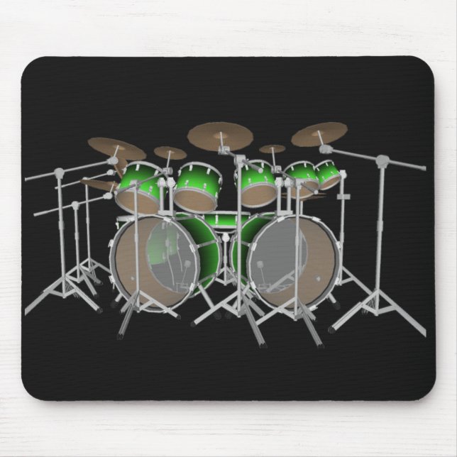 10 Stück Drum-Kit: Grüner Gradient: Drums Mousepad (Vorne)