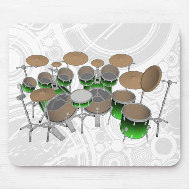 10 Stück Drum-Kit: Grüner Gradient: Drums Mousepad (Vorne)