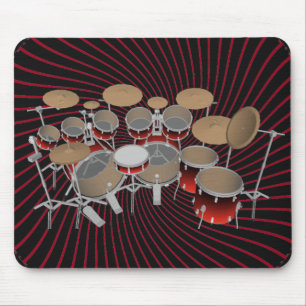10 Stück Drum Kit: Rote Spiralgrafiken: Mousepad