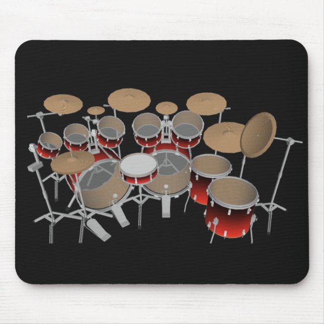 10 Stück Drum Kit: Rote Strahlung: Trommeln Mousepad (Vorne)