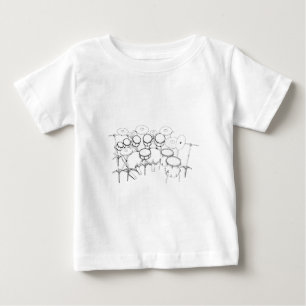 10 Stück Drum Kit: Schwarz-Weiß-Zeichn: Baby T-shirt