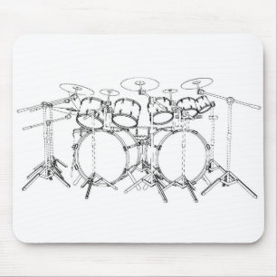 10 Stück Drum Kit: Schwarzweiß Zeichnend: Mousepad