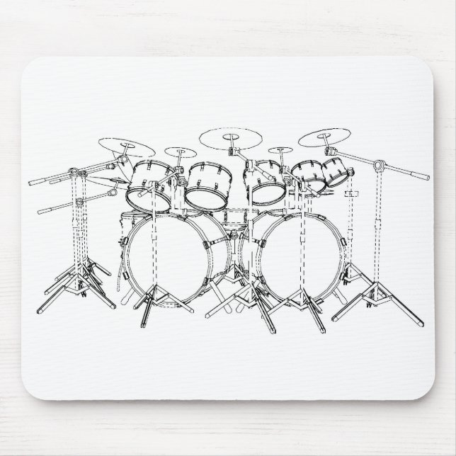 10 Stück Drum Kit: Schwarzweiß Zeichnend: Mousepad (Vorne)
