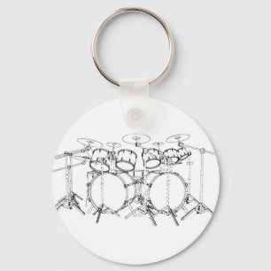 10 Stück Drum Kit: Schwarzweiß Zeichnend: Schlüsselanhänger