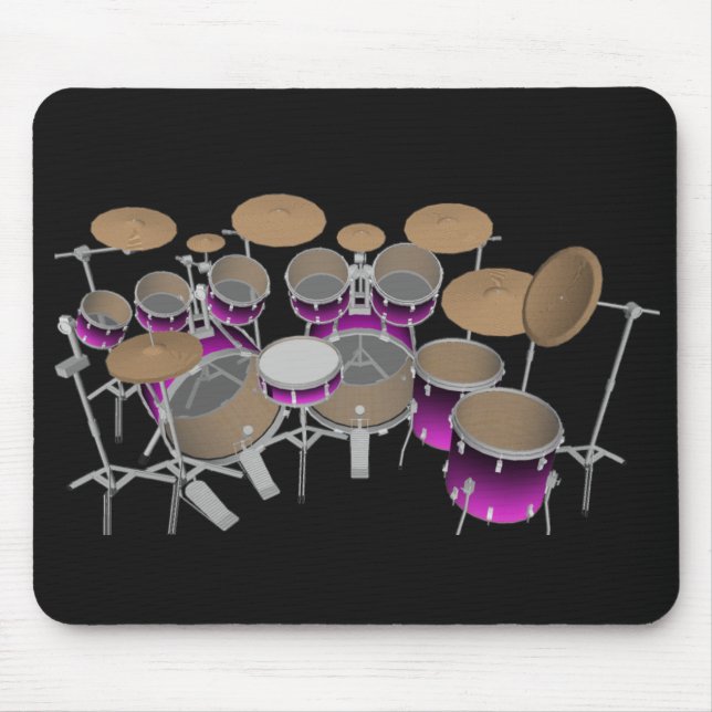 10 Stück Drum Kit: Violett Gradient: Trommeln Mousepad (Vorne)