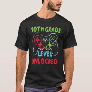 10. Stufe Ungesperrter Gamer erster Schultag T-Shirt