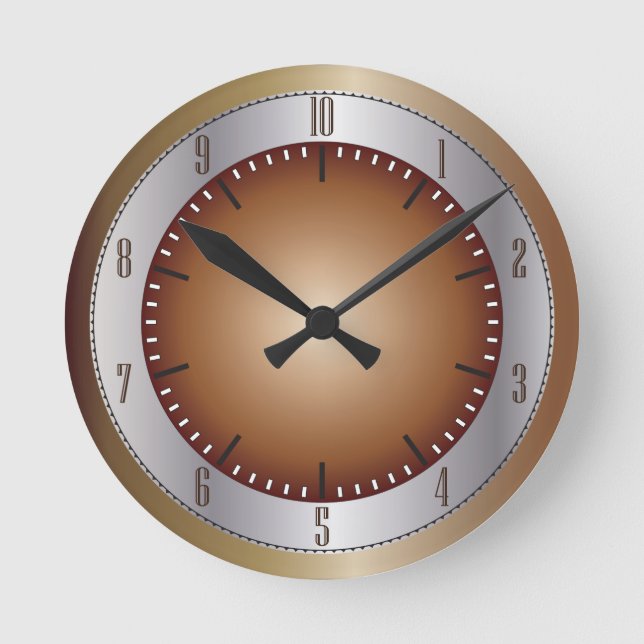 10 Stunden Uhr Messing und Silber (Vorderseite)