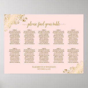 10 Tabelle Hochzeitskarte Rosa und Gold Poster