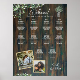 10 Tabelle Rustikales Holz Gypsophila FOTO SITZEND Poster