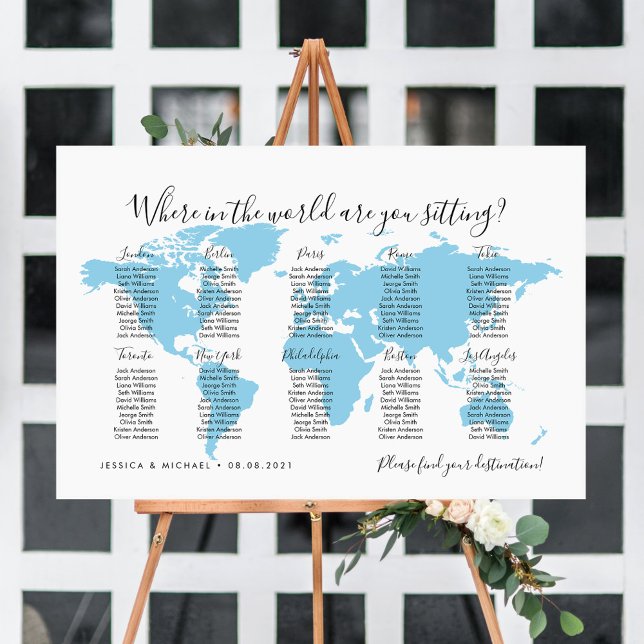 10 Tabellen Destinations World Map Seating Chart Poster (Von Creator hochgeladen)