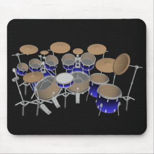 10-teiliges Schlagzeug-Set: Blau verlaufend: Mausp Mousepad