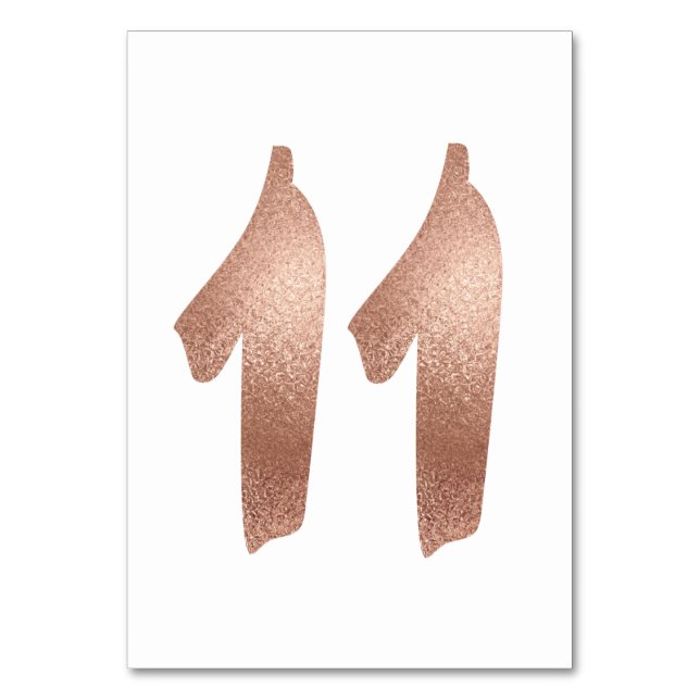 10 Tischnummern Weißes Metallisches Rosa Gold (Vorderseite)