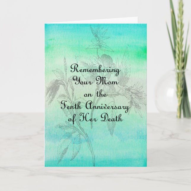 10. Todesjahr für eine Mama in Grün Karte (Vorderseite)